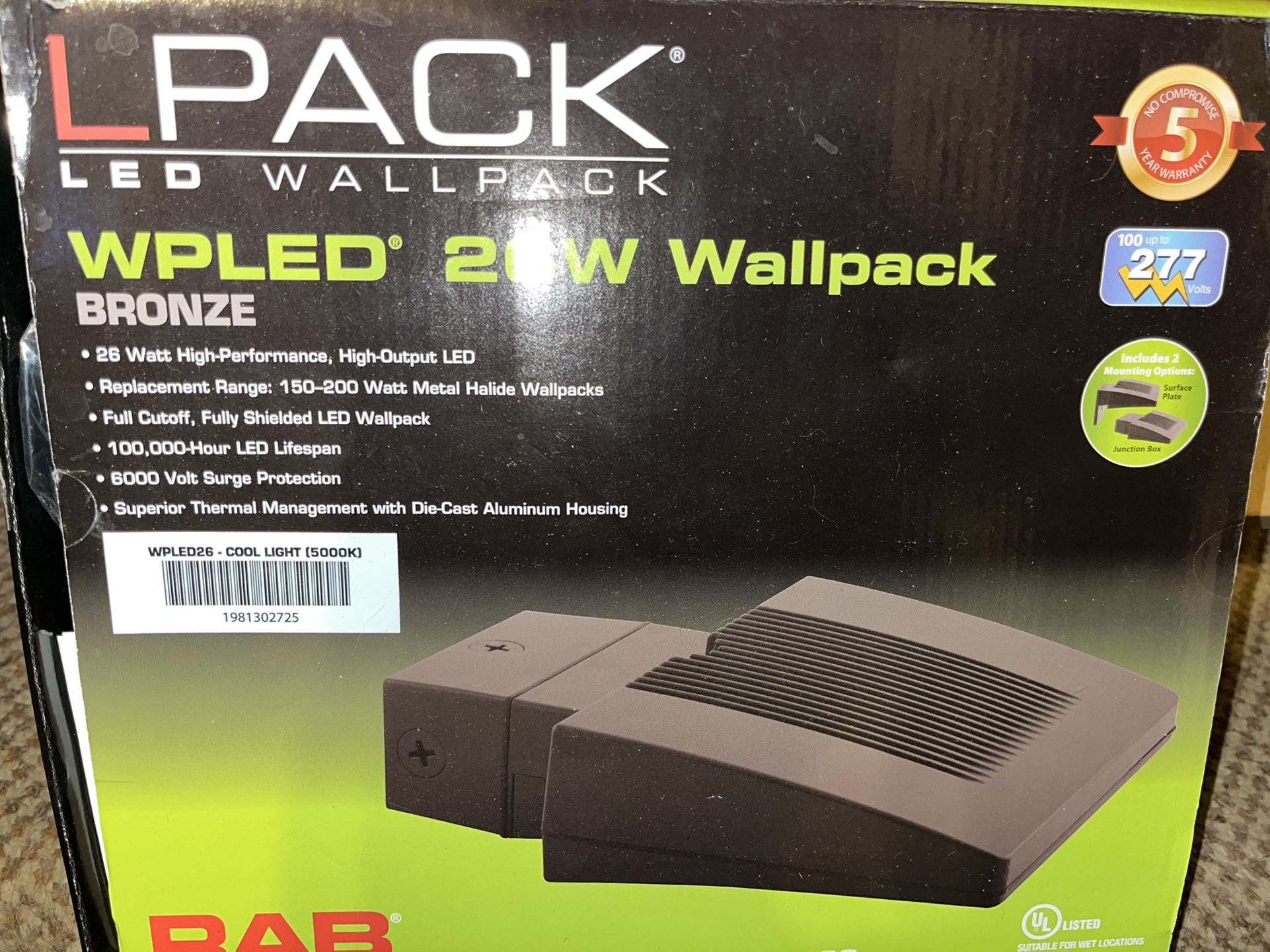 New RAB LED Wallpack WPLED 26W