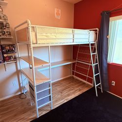 Twin Loft Bed With Desk And 3 Fabric Drawers 