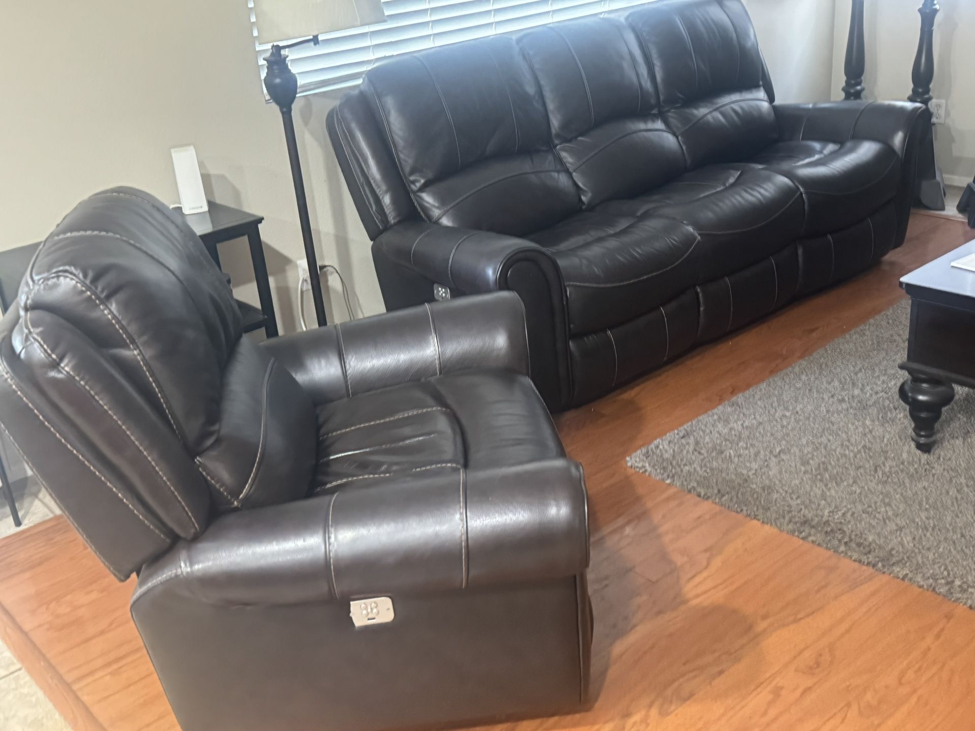 Leather Couch & Chair  Electrical Reclinable 