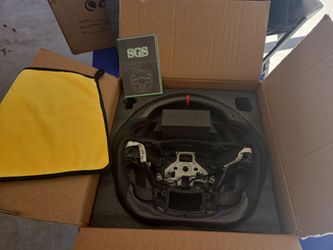 Ford Raptor 2015 to 2020-Red Stripe, Carbon Fiber Steering Wheel with paddle shifters. No trim.