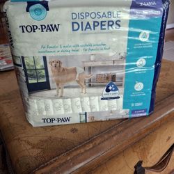 Top Paw Disposable Diapers X-L  22x32 Waist Size