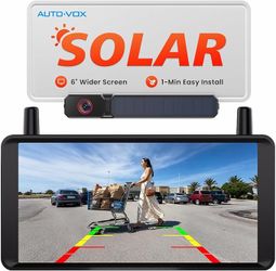 AUTO-VOX Solar Rechargeable Wireless Backup Camera, Dual Antenna  Live View, 6” Screen Night Vision  Car Truck Trailer