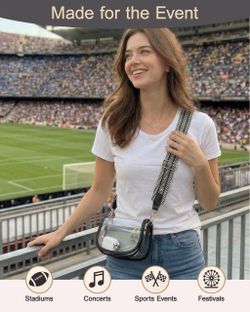 Brand New Wuflyover Clear Crossbody Bag Stadium Approved for Women, clear Bags for Stadium Events,clear Purse for Concerts (Black)