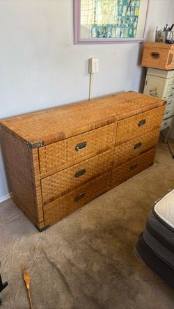 Rattan Weave 6 Drawer Dresser