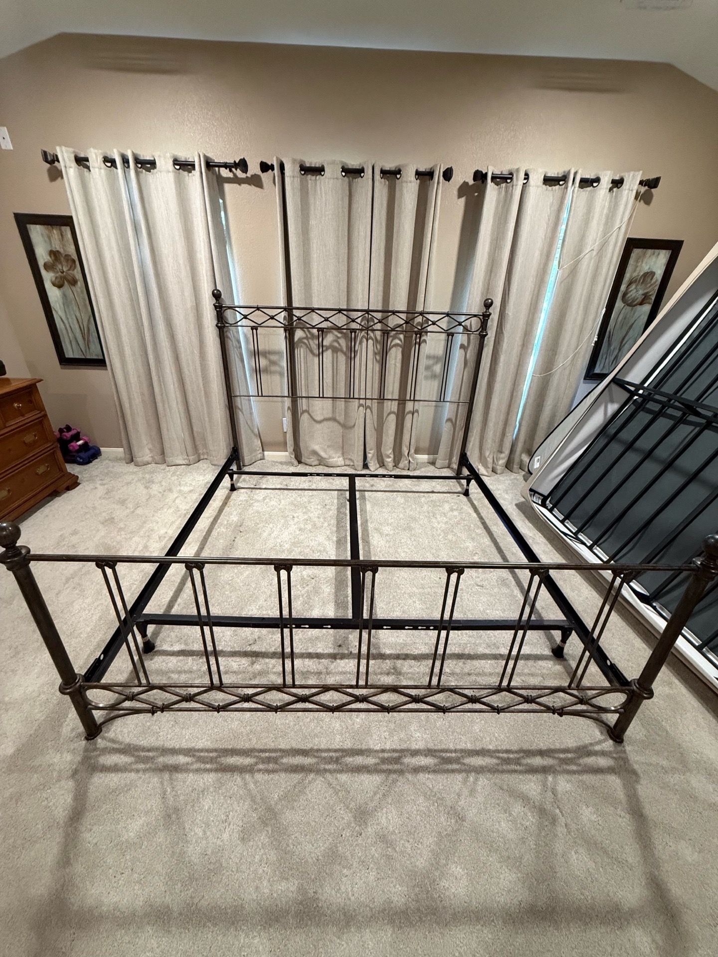 King size bed frame and boxspring