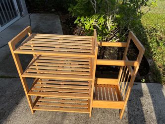 Bamboo Slatted Shoe Rack Shelves – Set of 2