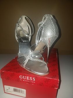 GUESS Silver Heels Size 10