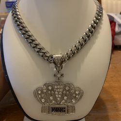 Stainless steel cuban link set with pendant