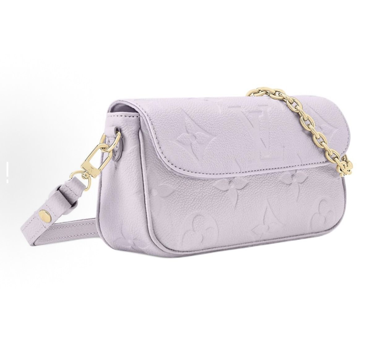 LOUIS VUITTON ON CHAIN IVY BRAND LOGO METAL PARTS Embossed grained cow leather cross-body shoulder bag women's dreamy(p469)72