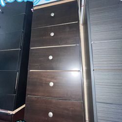 Expresso Five Drawer Dresser With Metal Sliders Fully Assembled 