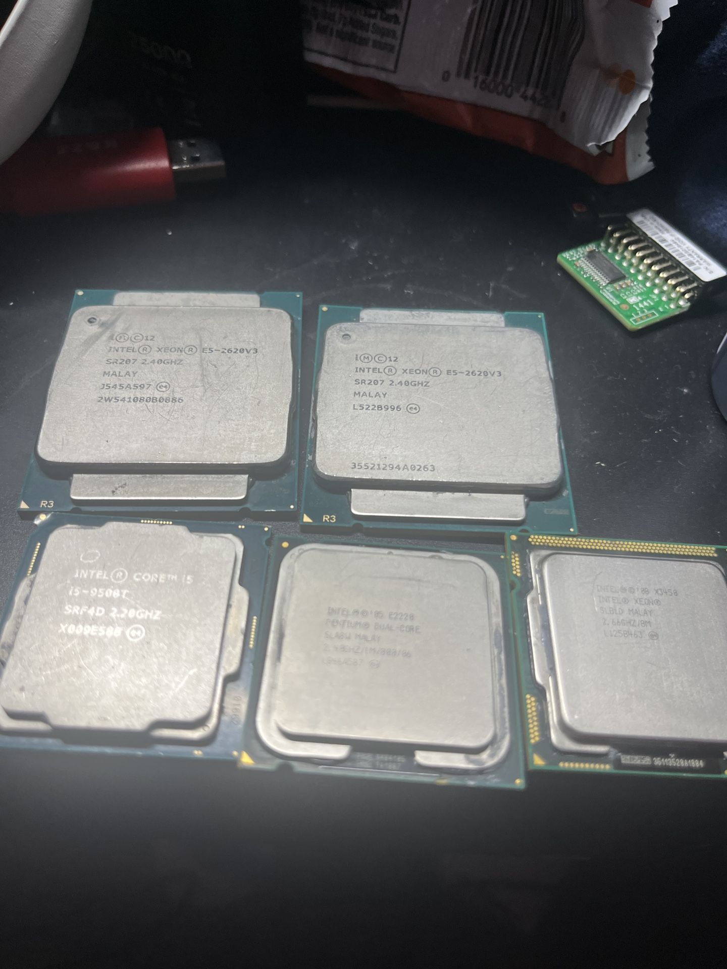 Various Processors-Xeon E5 1658 V4, i5 9500T, Xeon E5 2620v3, Xeon X3450, Pentium E2220