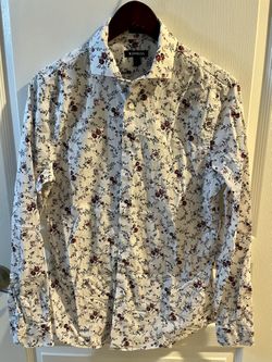 Like New Express Extra Slim Flower Pattern L/S Shirt Size Small (14 - 14 1/2)