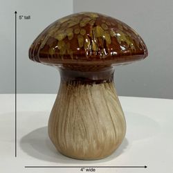 Clay Mushroom with Fire Glazed Caramel & Mustard Yellow Speckled Top