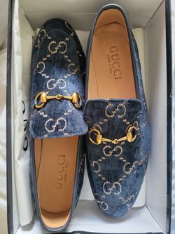 Gucci Blue Suede Mens Shoes New Size 11 Gucci Jordaan GG Brand New