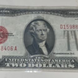1928-D $2 Two Dollars Bill Red Seal Note 