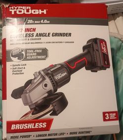 Hyper Tough 4-1/2 Inch Cordless Angle Grinder 