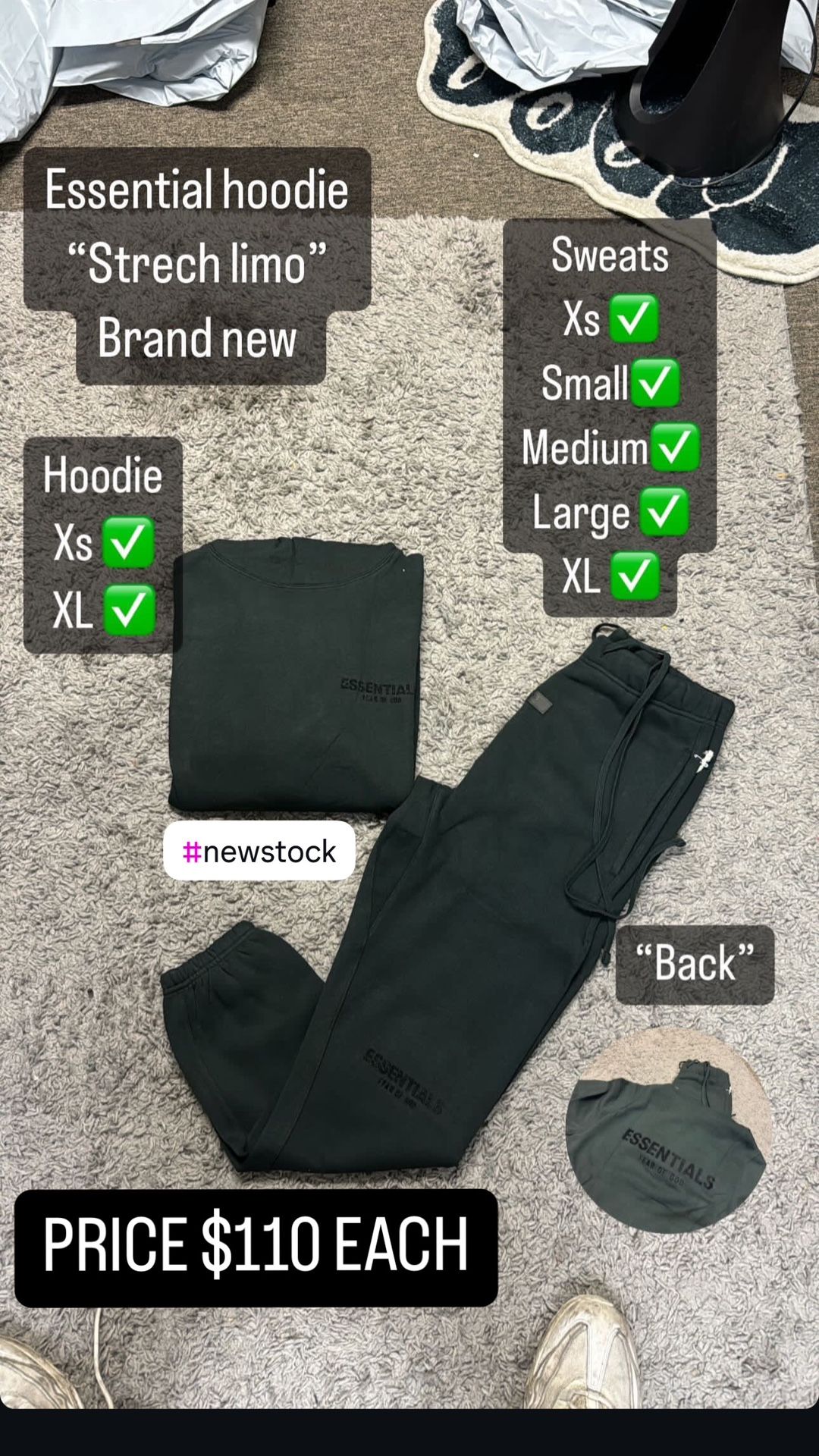 Essential Hoodie Sweatpants Black Stretch Limo,All Products : American Fashion Style Bags On Sale