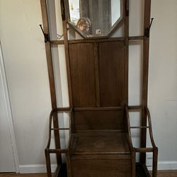 Oak Antique Hall Tree. 