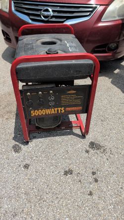 Generac 5000-watt portable generator with a 10 HP Briggs & Stratton engine.