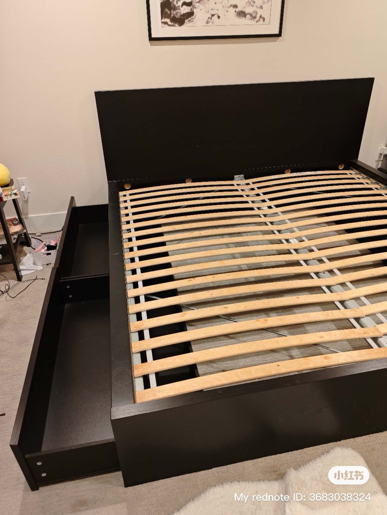 IKEA Malm Bed King Size + Slate + 4 Drawers