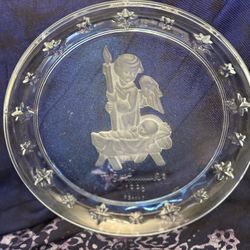 Vintage 1996 Goebel Hummel Frosted Glass Annual Christmas Plate Angel Nativity