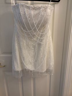 Pearl sequin white mini dress - never worn