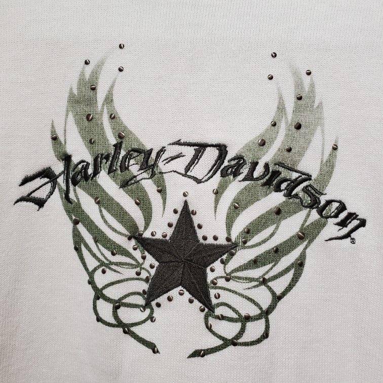 Harley Davidson Cream Pullover Turtle Neck Sweater Cotton Women's Size L