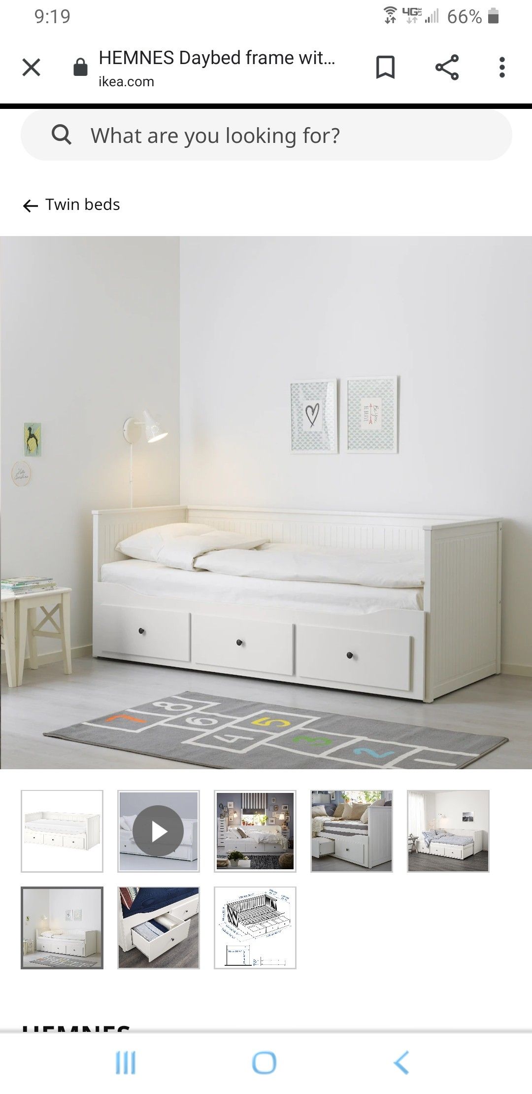 White IKEA Twin Bed Frame with drawers