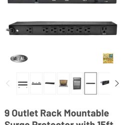 (3)Weltron 9 Outlet Rack Mount Power Strip Surge Protector 