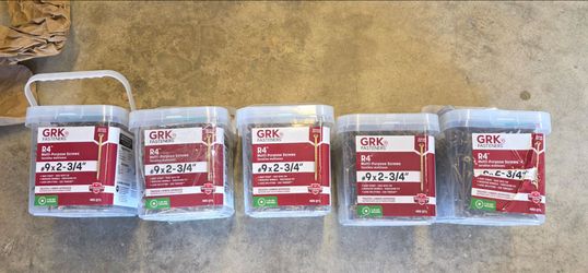 5 Tubs GRK R4 #9 x 2-3/4" Multi-Purpose Screws - Huge Lot