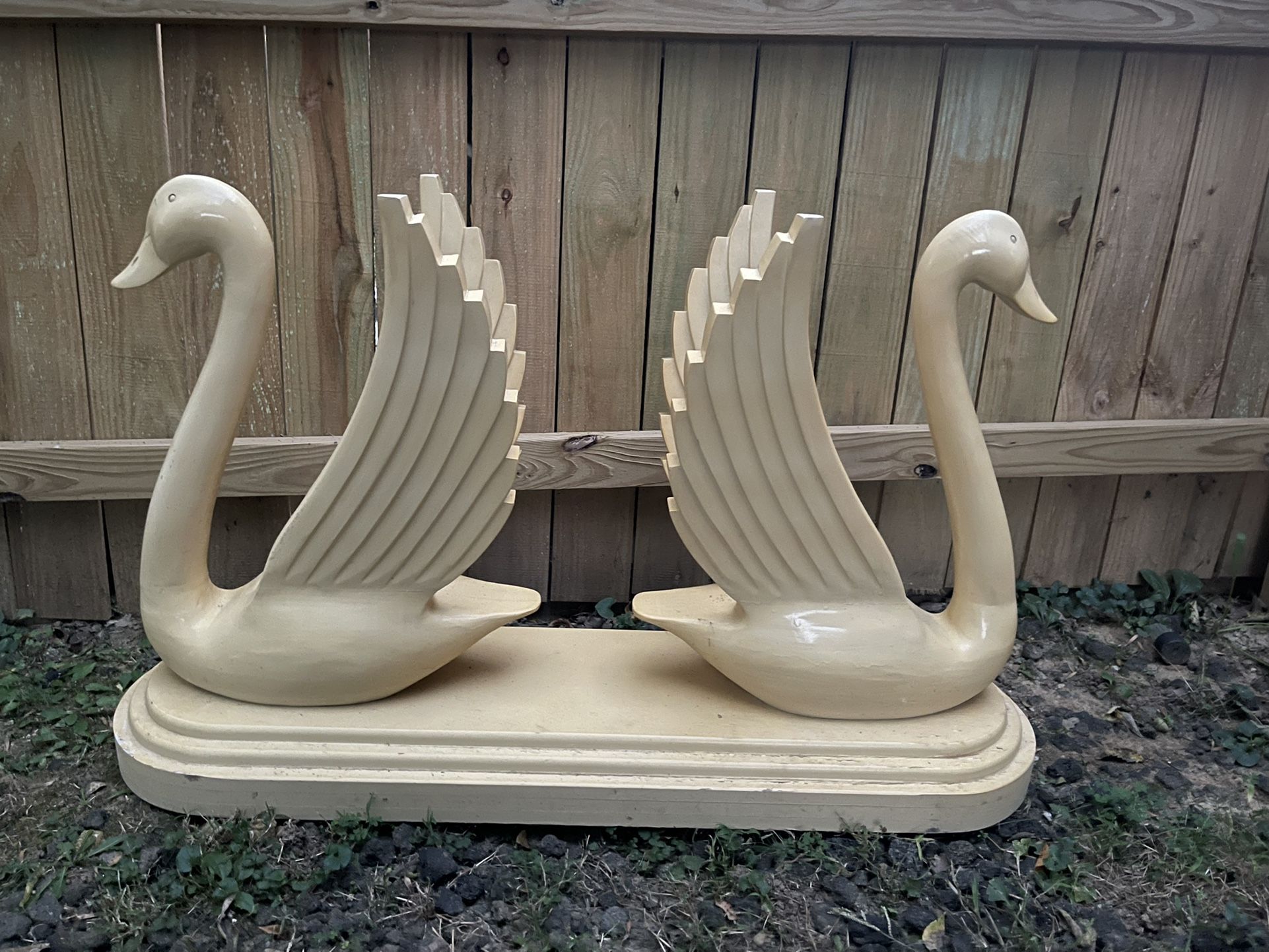 Wood Swan Table w/ Glass Top