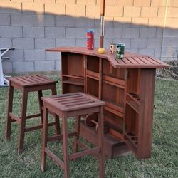 Bar W /2 bar Stools  umbrella & cover  " Hawaiiani Style"