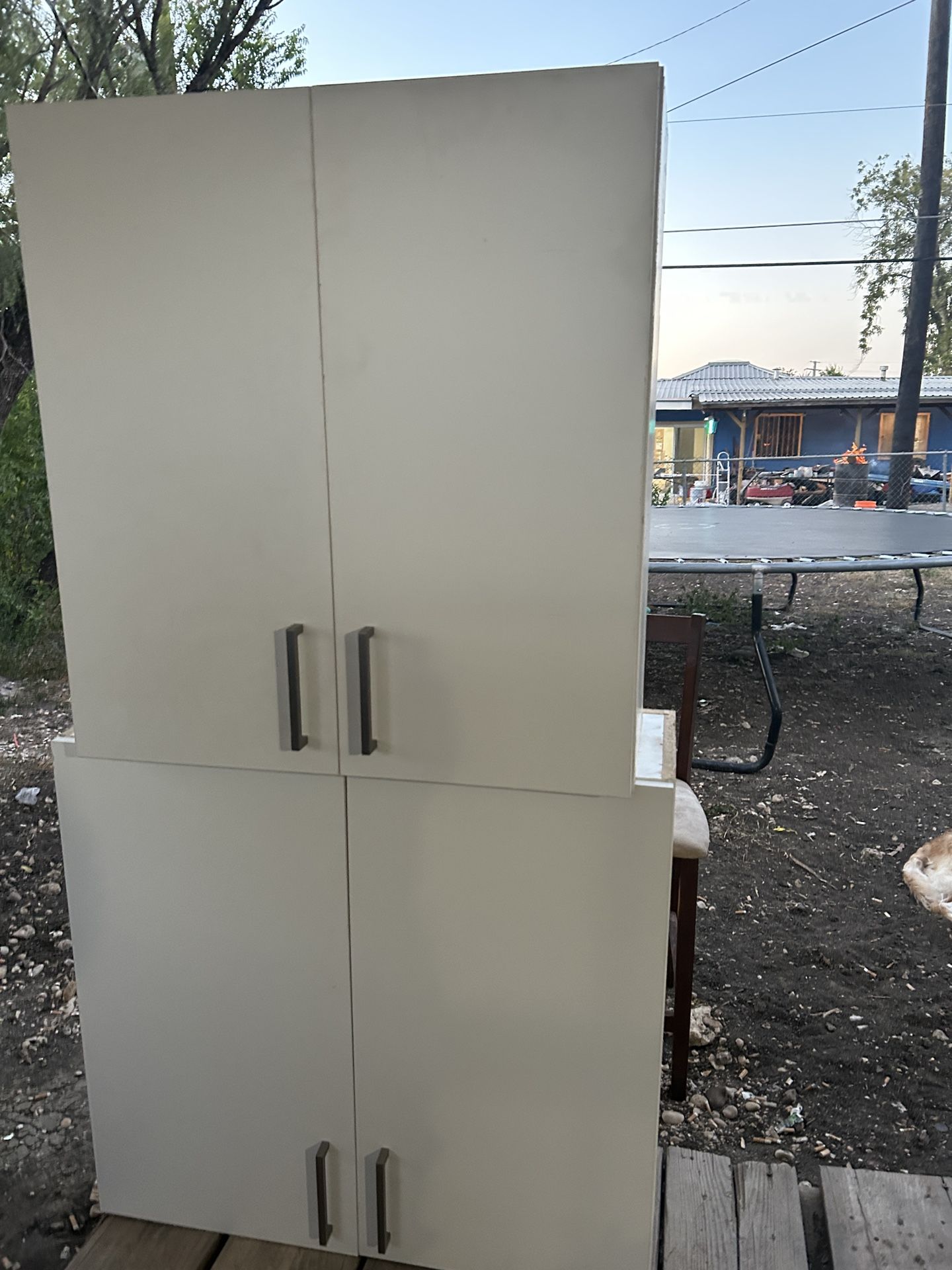 top cabinet and bottom shelf
