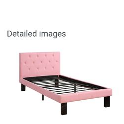 Twin Bed Frame W/ Leather.Also Around The Headboard Is A Led Strip Of Lights W Usb