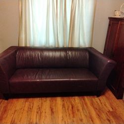 Maroon Leather Couch 