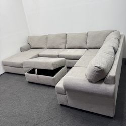 Large Light Grey Sectional with Ottoman Storage ***Clean af*** - Can Deliver
