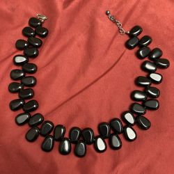 Sterling Silver And Glass Beaded 18” Chocker Necklace 