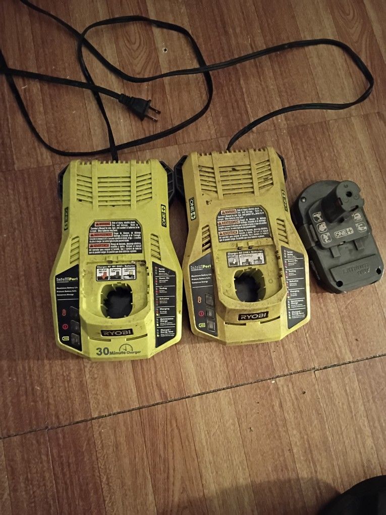 Ryobi Chargers And 1 Battery