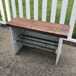Solid Wood Bench + Shoe Rack