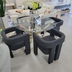 Kitchen Table Set 5 Pieces Display Gray  Chairs  Boucle 