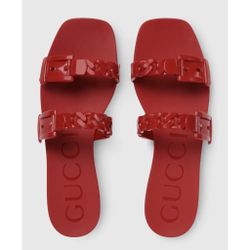 Gucci  Rubber Chain-Link Accents Slides 