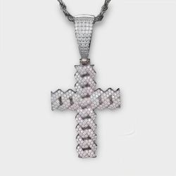 VVS Moissanite Cuban Cross Pendent Passes Tester