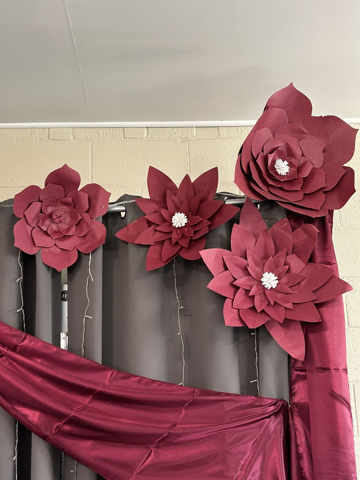 Burgundy paper flowers