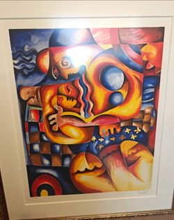 Alexandra Nechita "Mama's Lullaby" Lithograph. Print 163/199. Framed with COA.