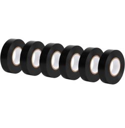 Electrical Adhesive Tape, Insulating with Strong Adhesive, for Home DIY, Repairs, Electrical, Automotive and Equipment, 3/4" x 60', Black, 6-Pack