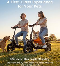 Foldable Electric Scooter with Seat & Pet Basket (550W, 18.6 MPH, 20 Mile Range)