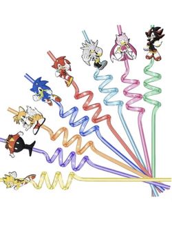Drinking Straws, Set of 24, 11-in Sonic Birthday Party Drinking Straw