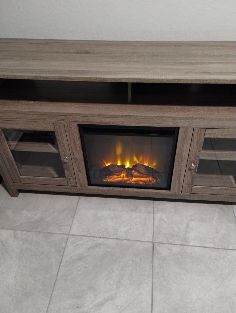 58" TV Console With Fireplace