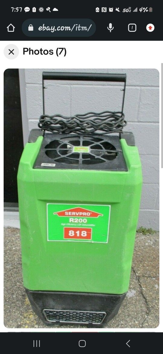 Servpro R200 DEHUMIDIFIER