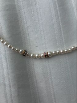 Vintage Pearl w/Rhinestones Bead Accent Necklace